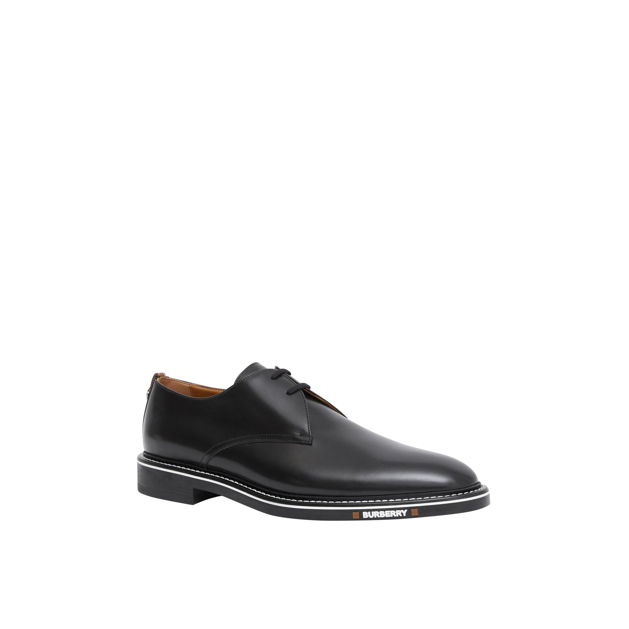 Derbies en cuir surpiqué avec logo - Black
