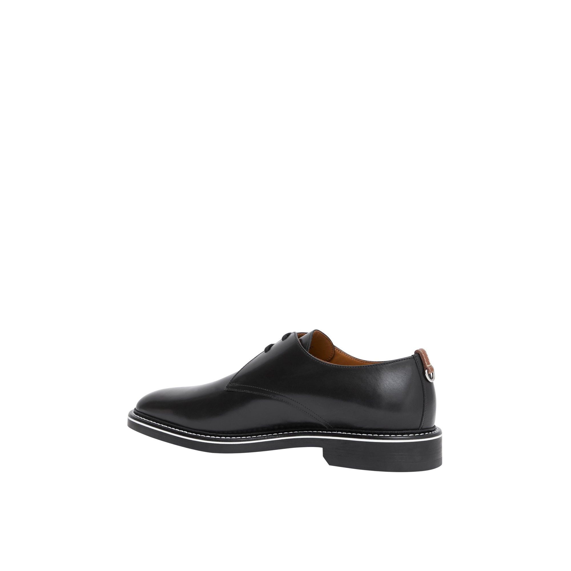 Derbies en cuir surpiqué avec logo - Black