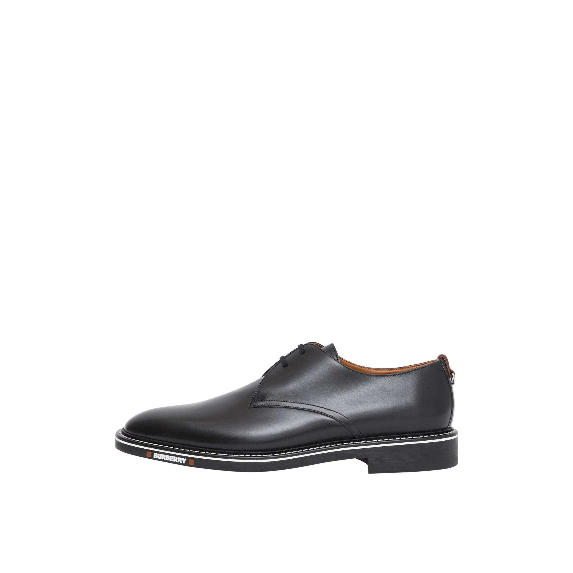 Derbies en cuir surpiqué avec logo - Black