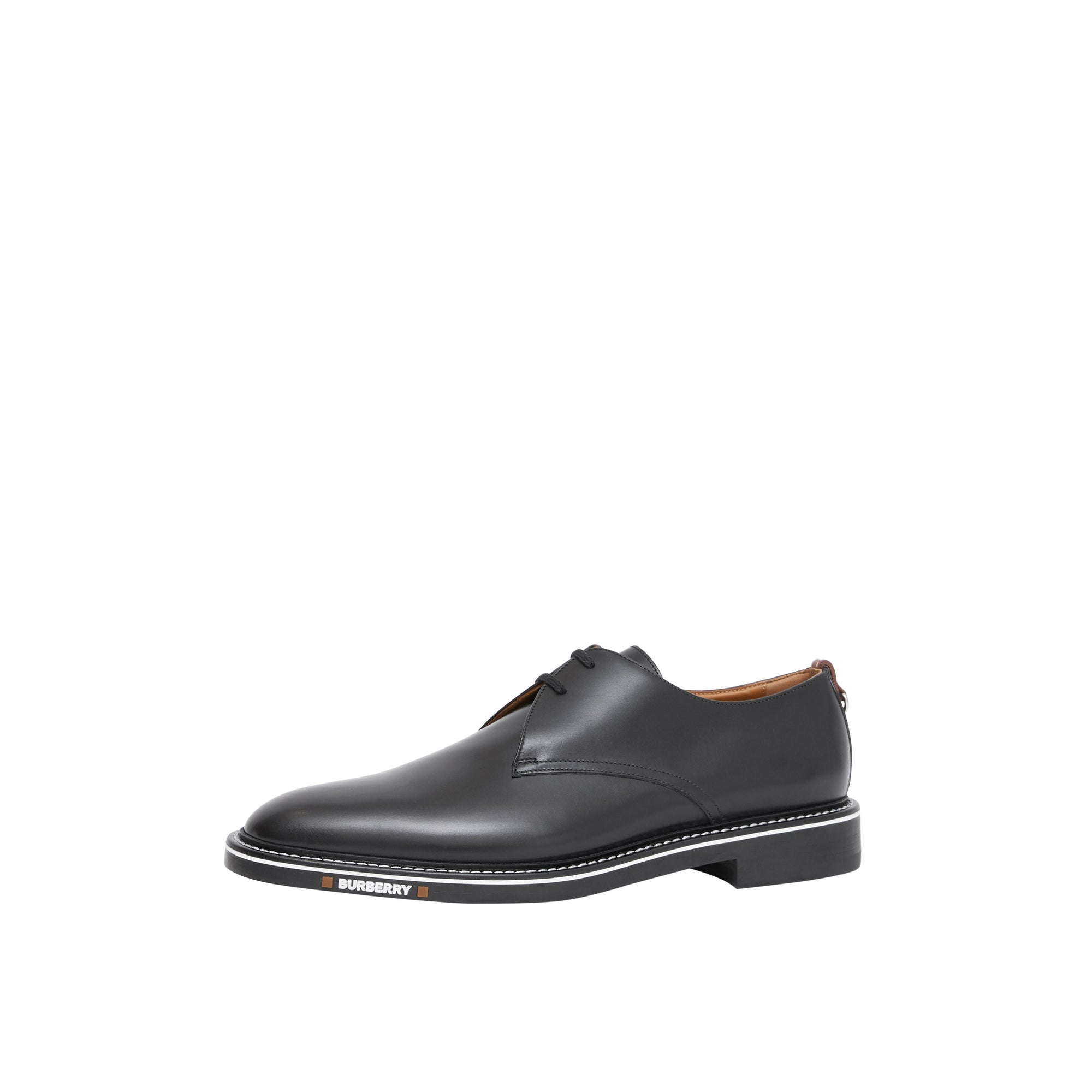 Derbies en cuir surpiqué avec logo - Black