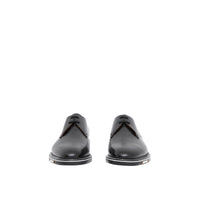 Derbies en cuir surpiqué avec logo - Black