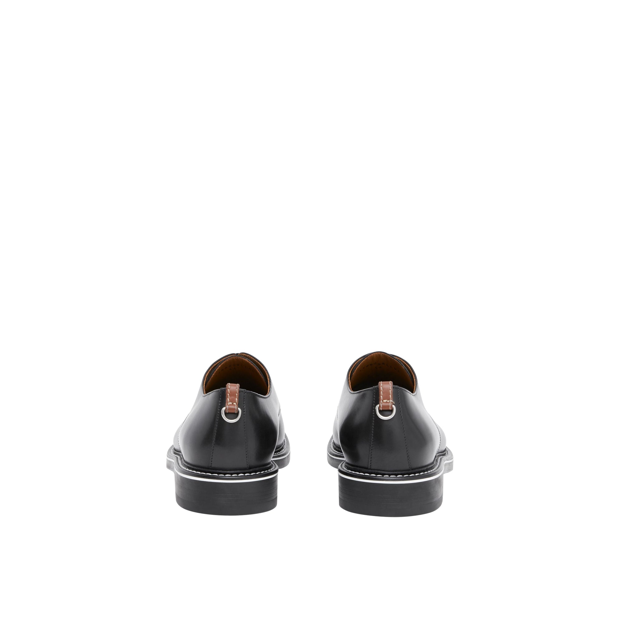 Derbies en cuir surpiqué avec logo - Black