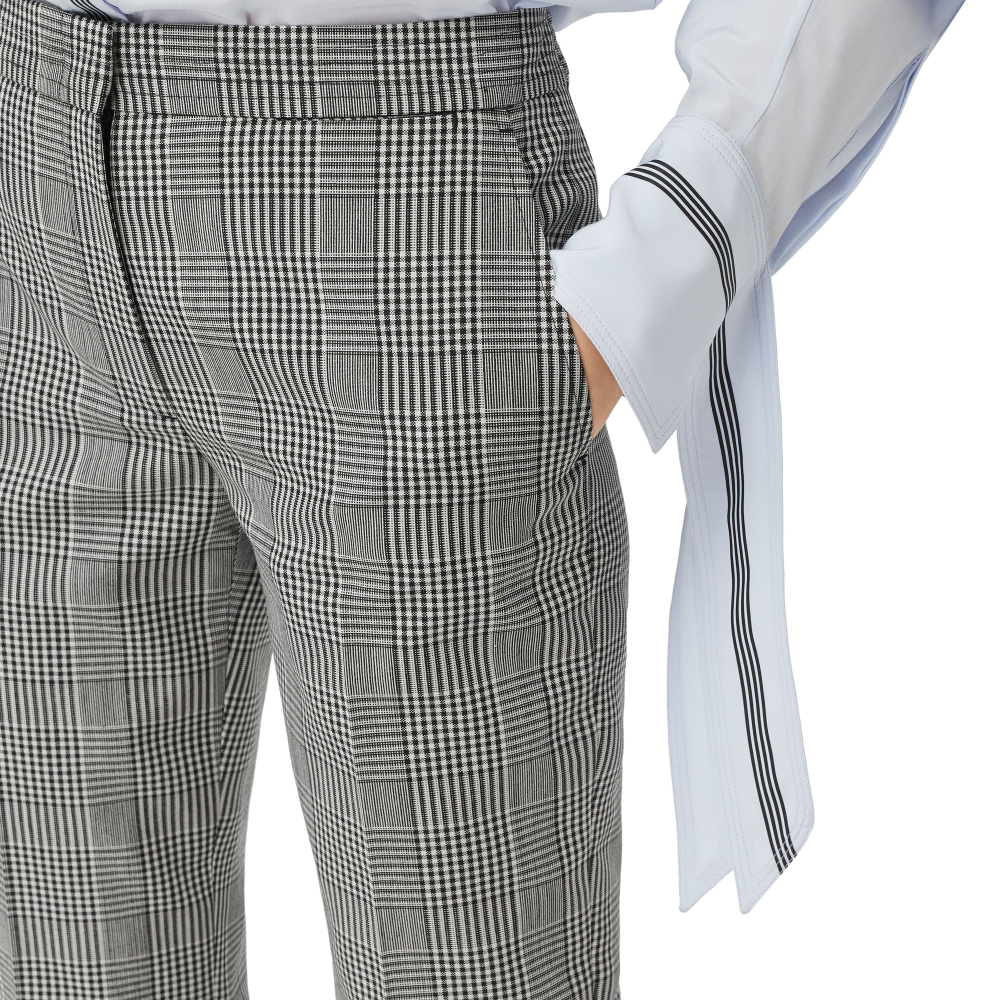 Pantalon tailleur 7/8 en laine technique check - Black Check