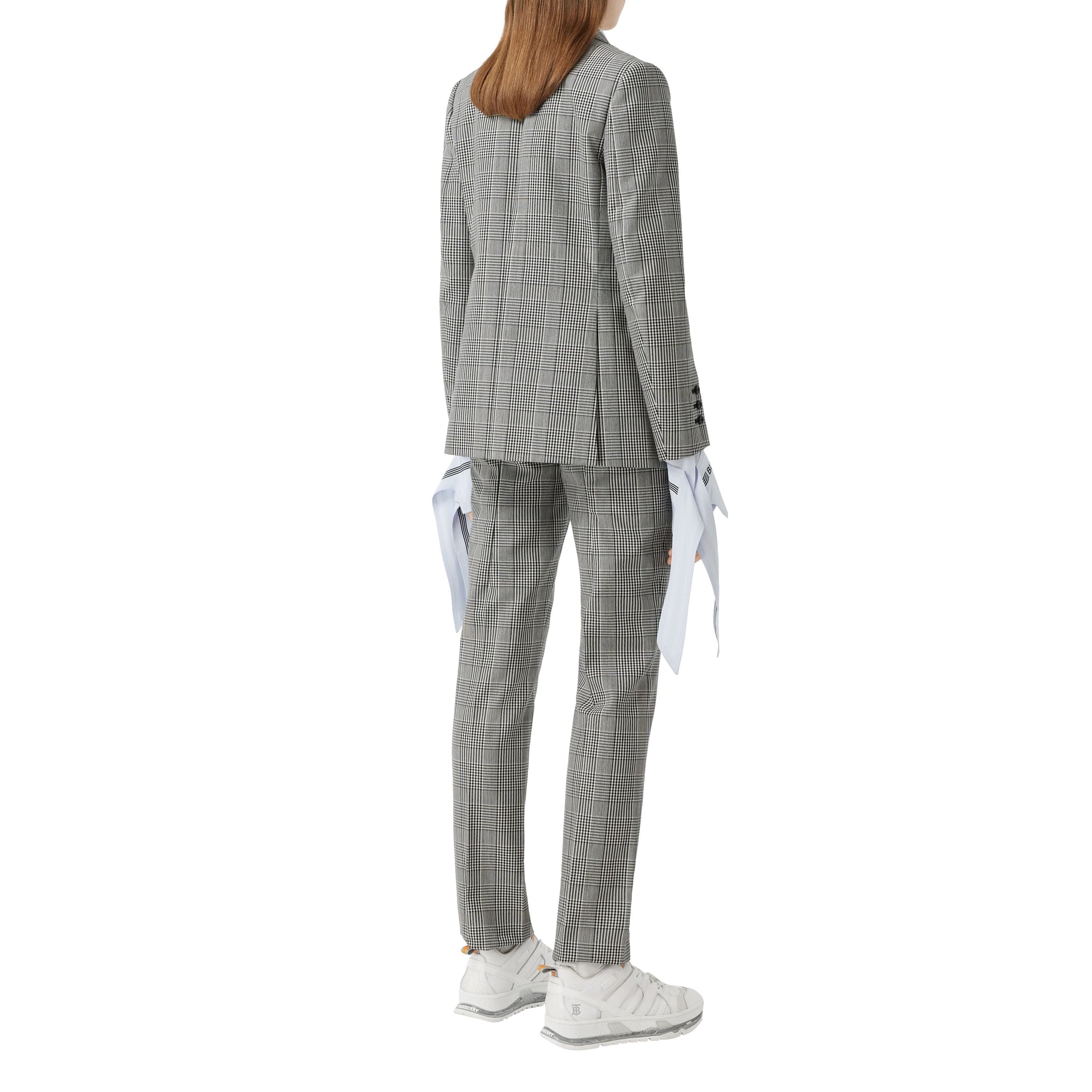 Pantalon tailleur 7/8 en laine technique check - Black Check