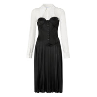Robe corset plissée en jersey bicolore - Natural White