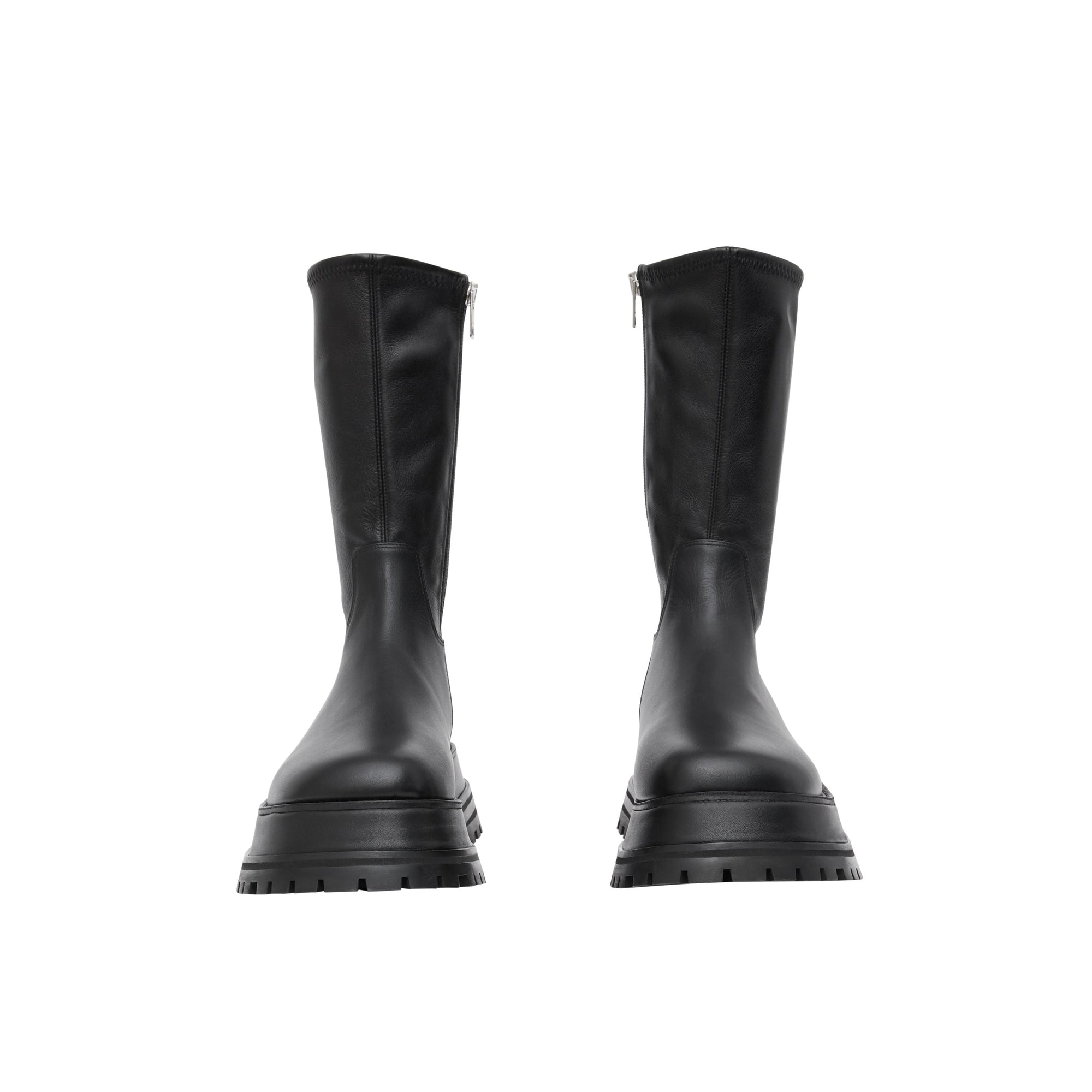 Bottines en cuir et cuir d'agneau - Black