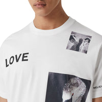 T-shirt en coton à imprimé montage - White