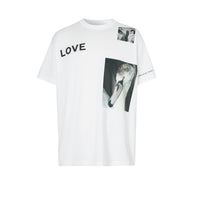 T-shirt en coton à imprimé montage - White