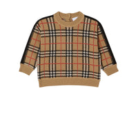 Pull en jacquard de laine check - Archive Beige