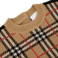 Pull en jacquard de laine check - Archive Beige