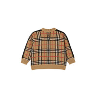 Pull en jacquard de laine check - Archive Beige