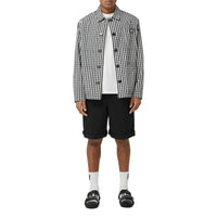 Short ajusté en sergé de coton à rayures iconiques - Black
