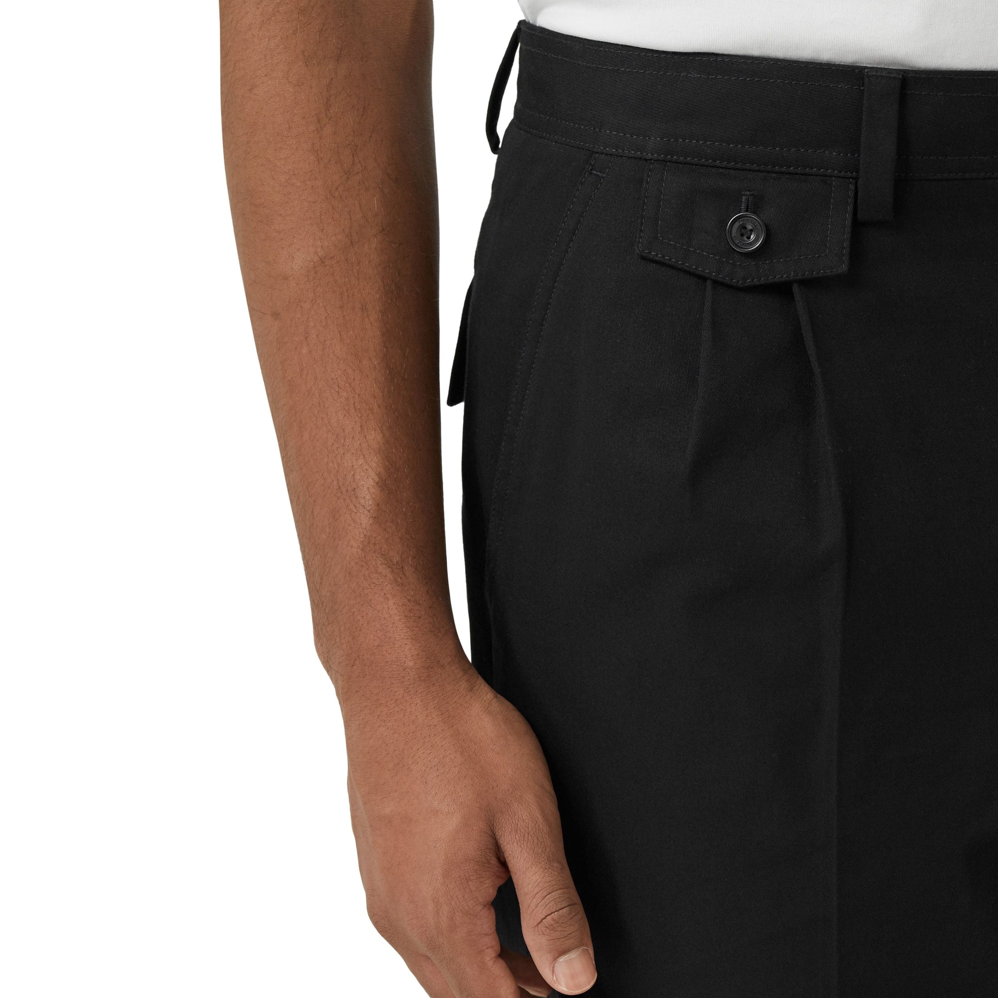 Short ajusté en sergé de coton à rayures iconiques - Black