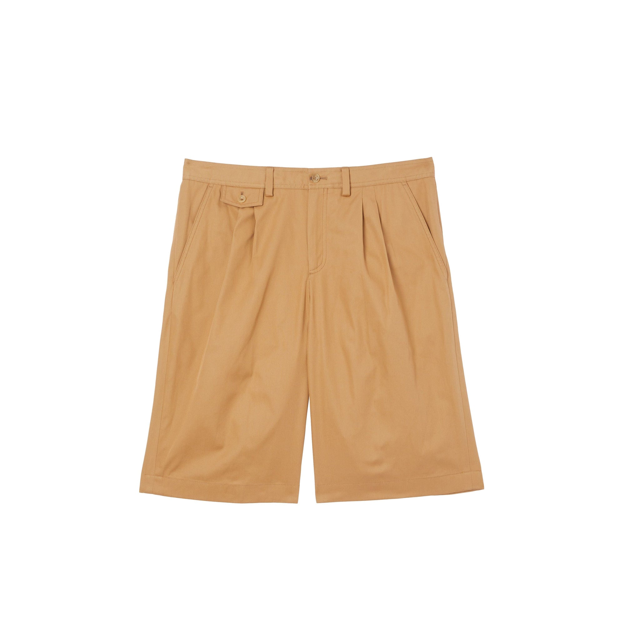 Short ajusté en sergé de coton à rayures iconiques - Camel