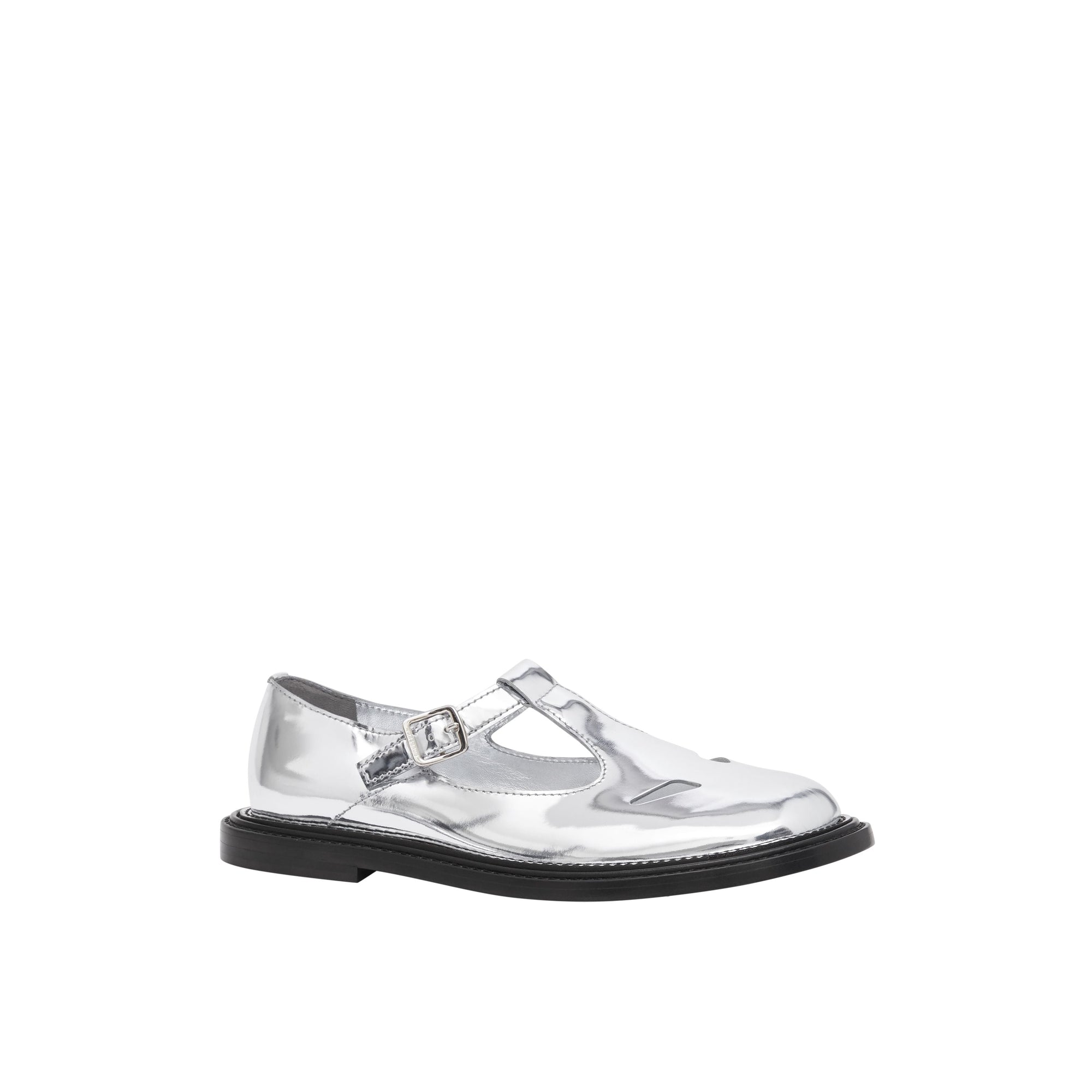 Salomés en cuir verni métallisé - Silver