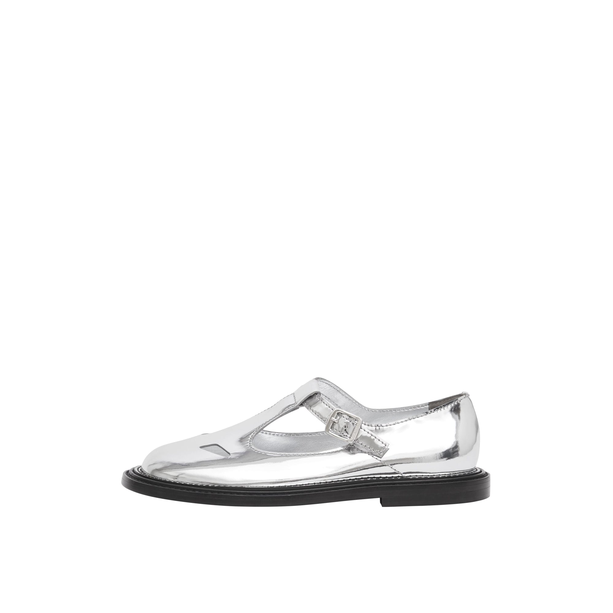 Salomés en cuir verni métallisé - Silver
