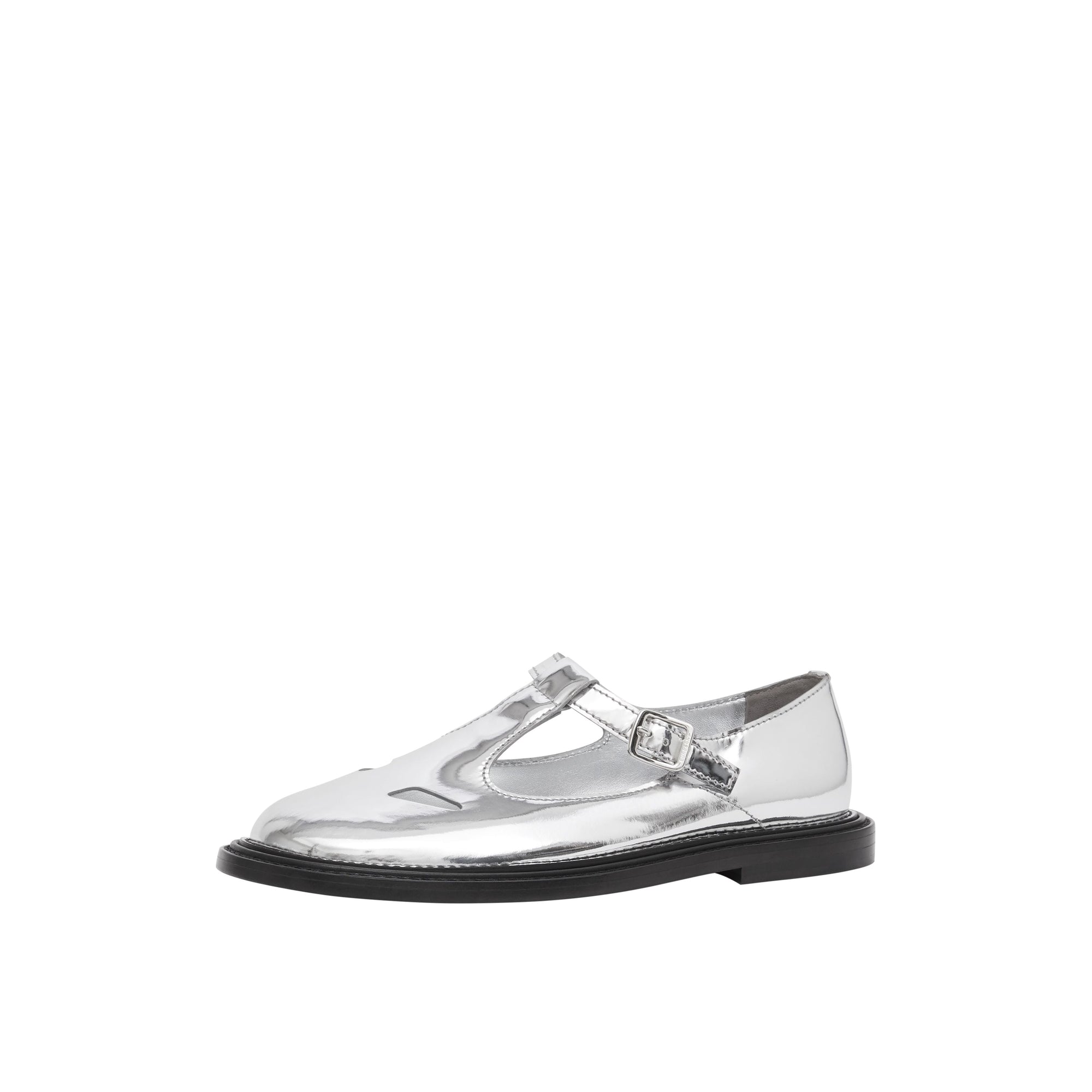 Salomés en cuir verni métallisé - Silver