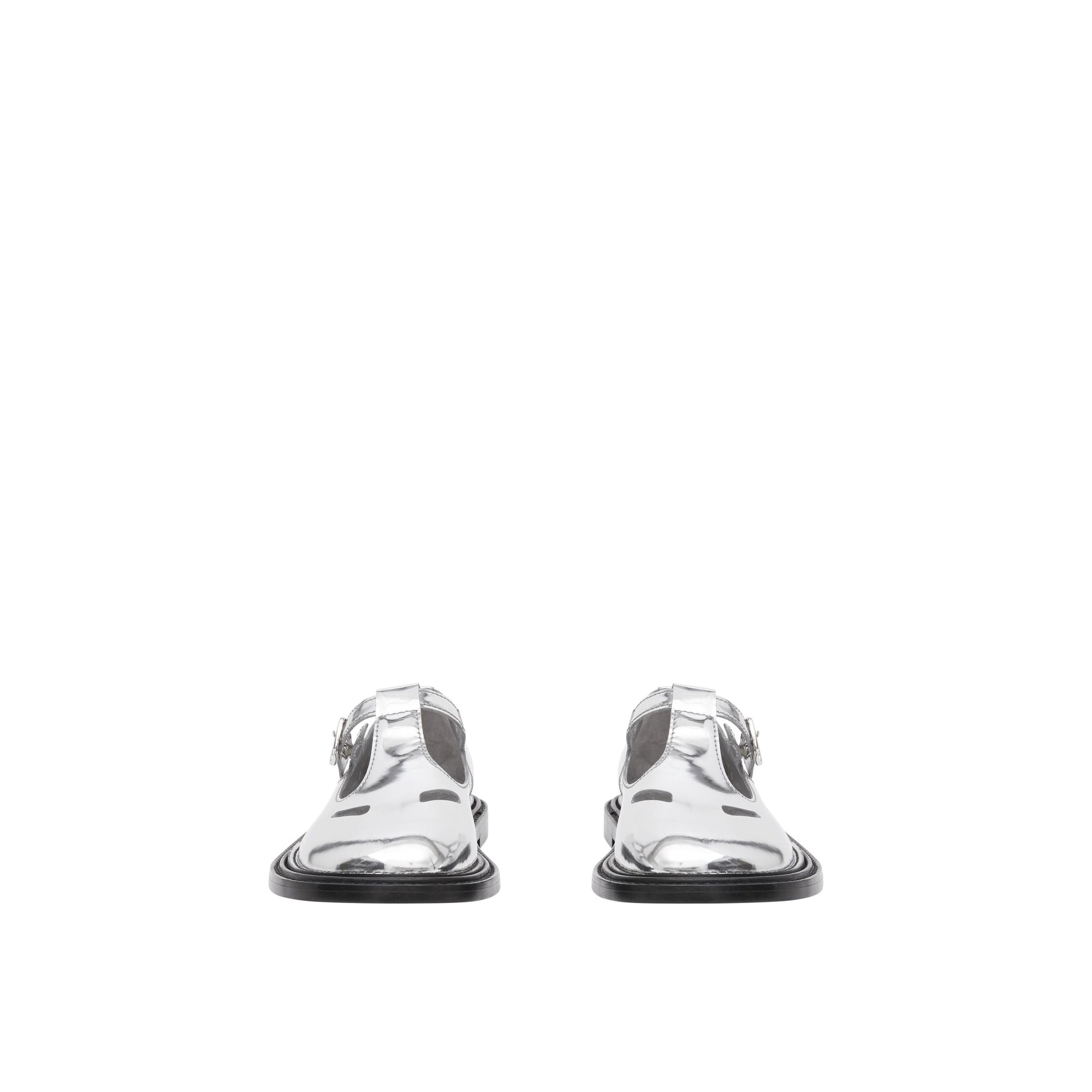 Salomés en cuir verni métallisé - Silver