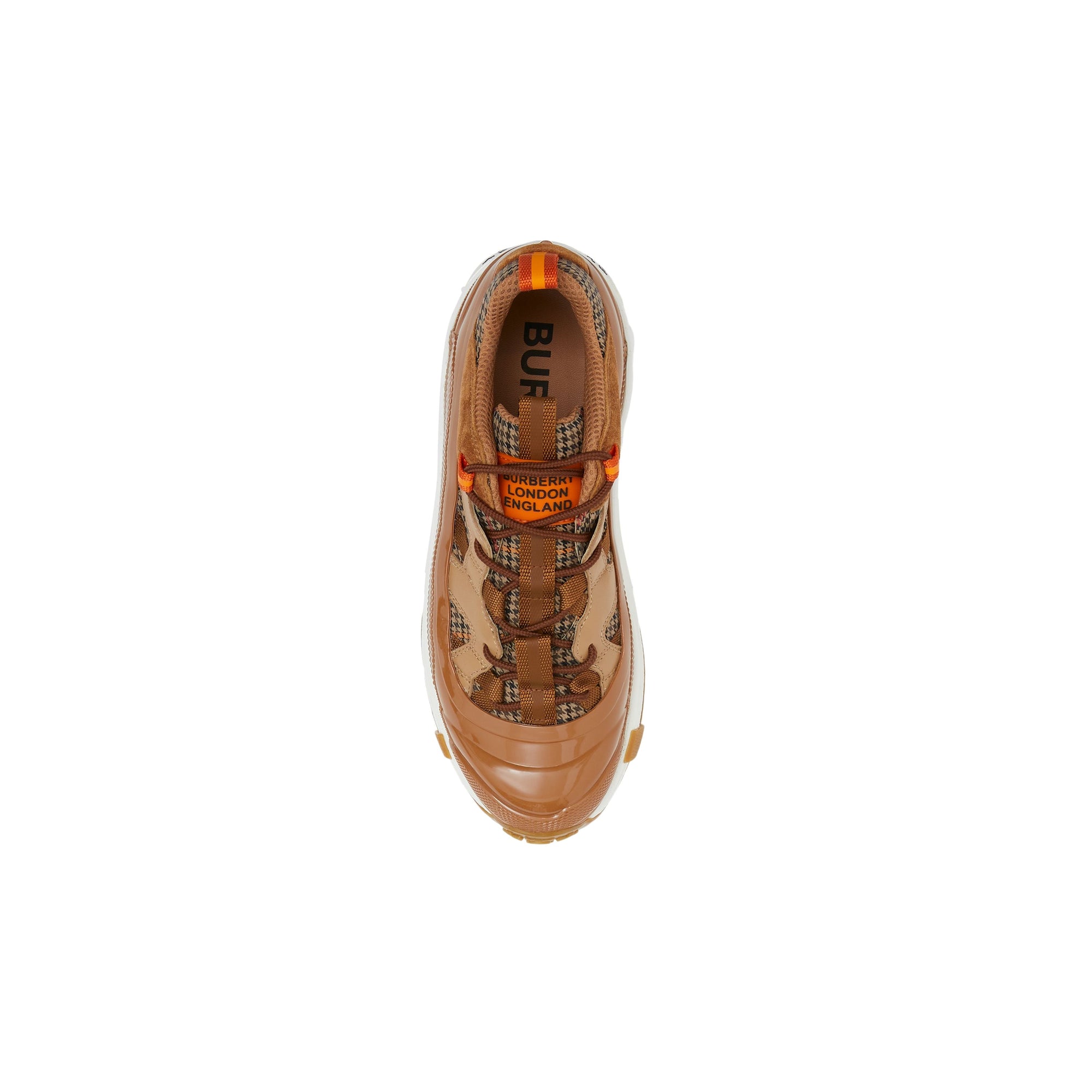 Sneakers Arthur en cuir velours et laine check pied-de-poule - Beige & Brown