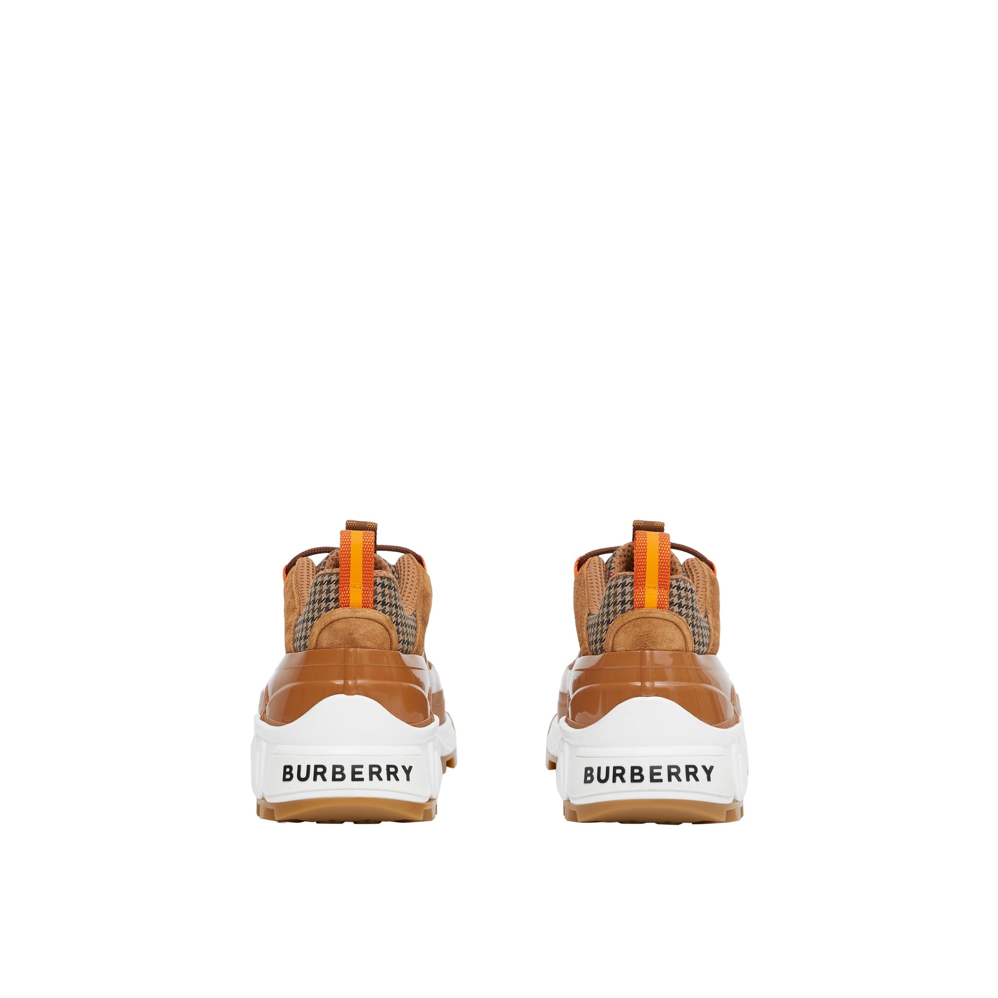 Sneakers Arthur en cuir velours et laine check pied-de-poule - Beige & Brown