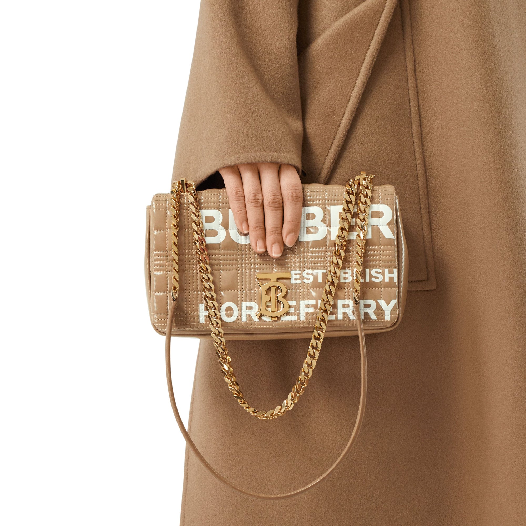 Petit sac Lola matelassé Horseferry - Camel & White