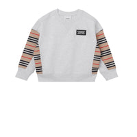 Sweat-shirt en coton à rayures iconiques - White Melange