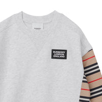 Sweat-shirt en coton à rayures iconiques - White Melange