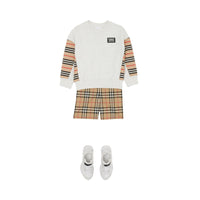 Sweat-shirt en coton à rayures iconiques - White Melange