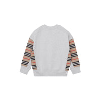 Sweat-shirt en coton à rayures iconiques - White Melange
