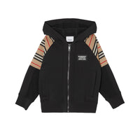 Haut à capuche en coton à rayures iconiques - Black