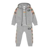 Haut à capuche en coton à rayures iconiques - Grey Melange