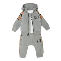 Pantalon de survêtement en coton à rayures iconiques - Grey Melange