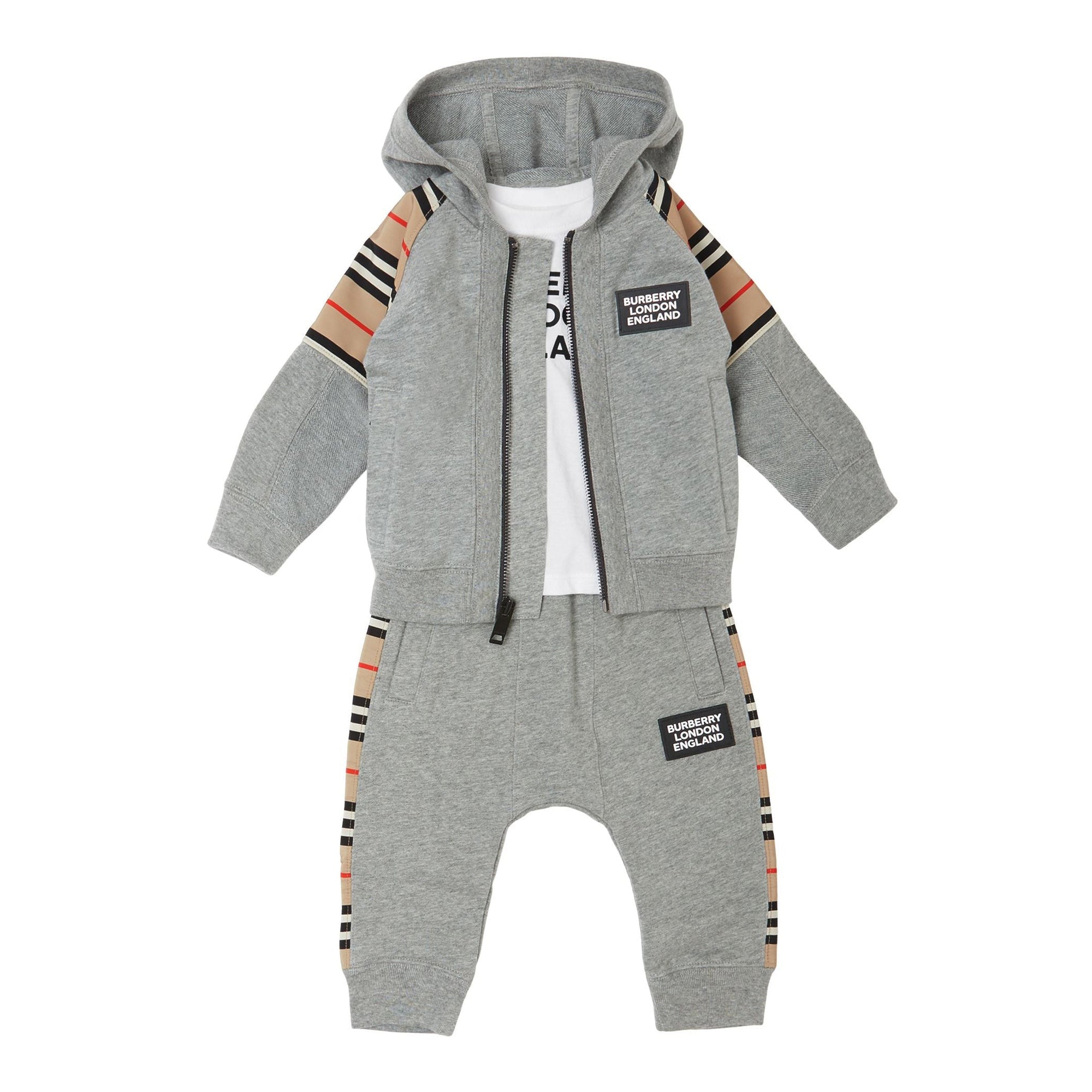 Pantalon de survêtement en coton à rayures iconiques - Grey Melange