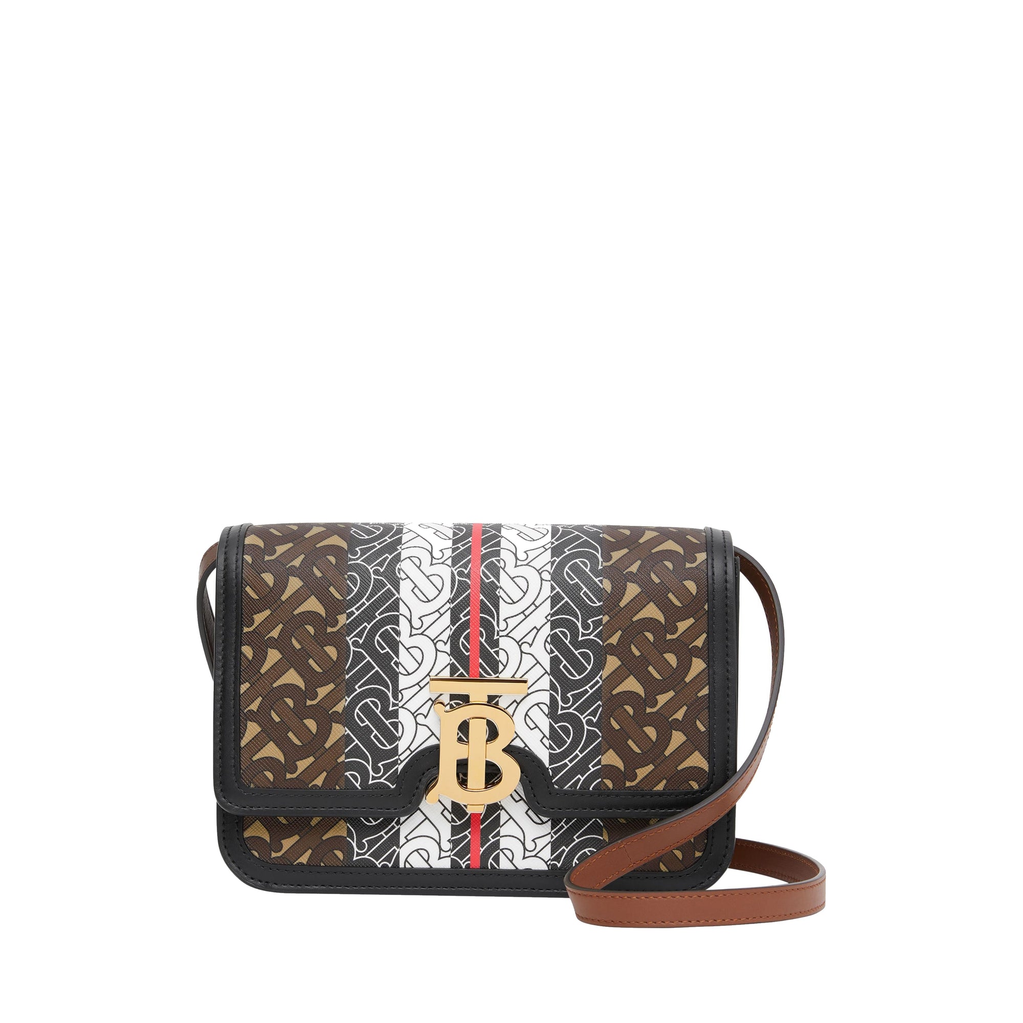 Petit sac TB en toile écologique rayé Monogram - Bridle Brown