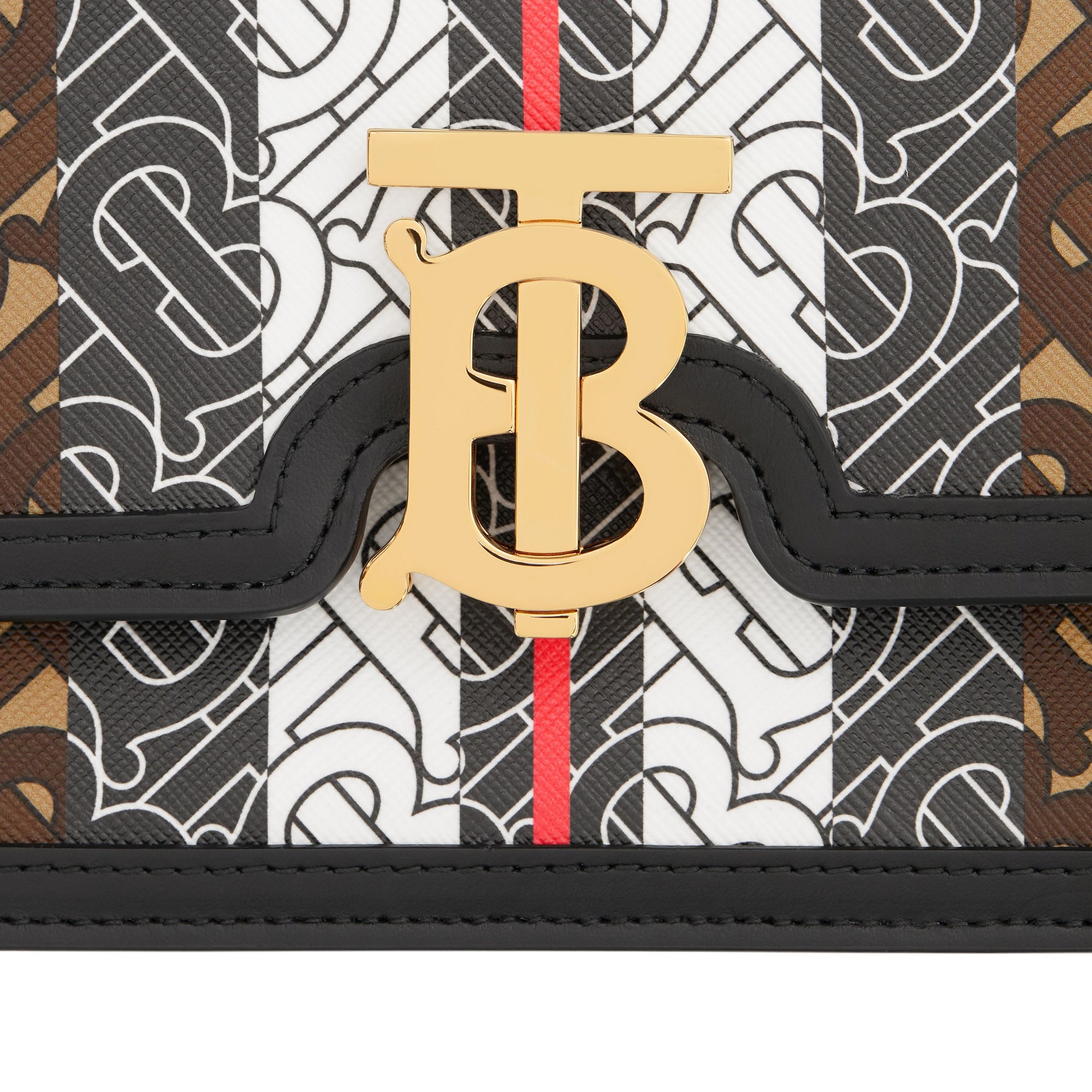Petit sac TB en toile écologique rayé Monogram - Bridle Brown