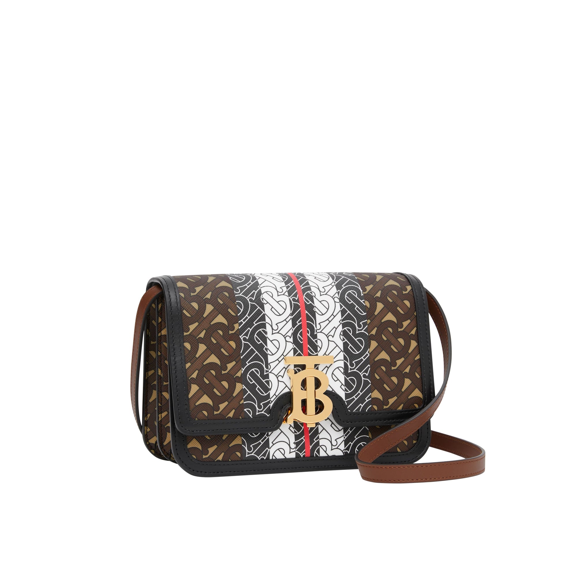 Petit sac TB en toile écologique rayé Monogram - Bridle Brown