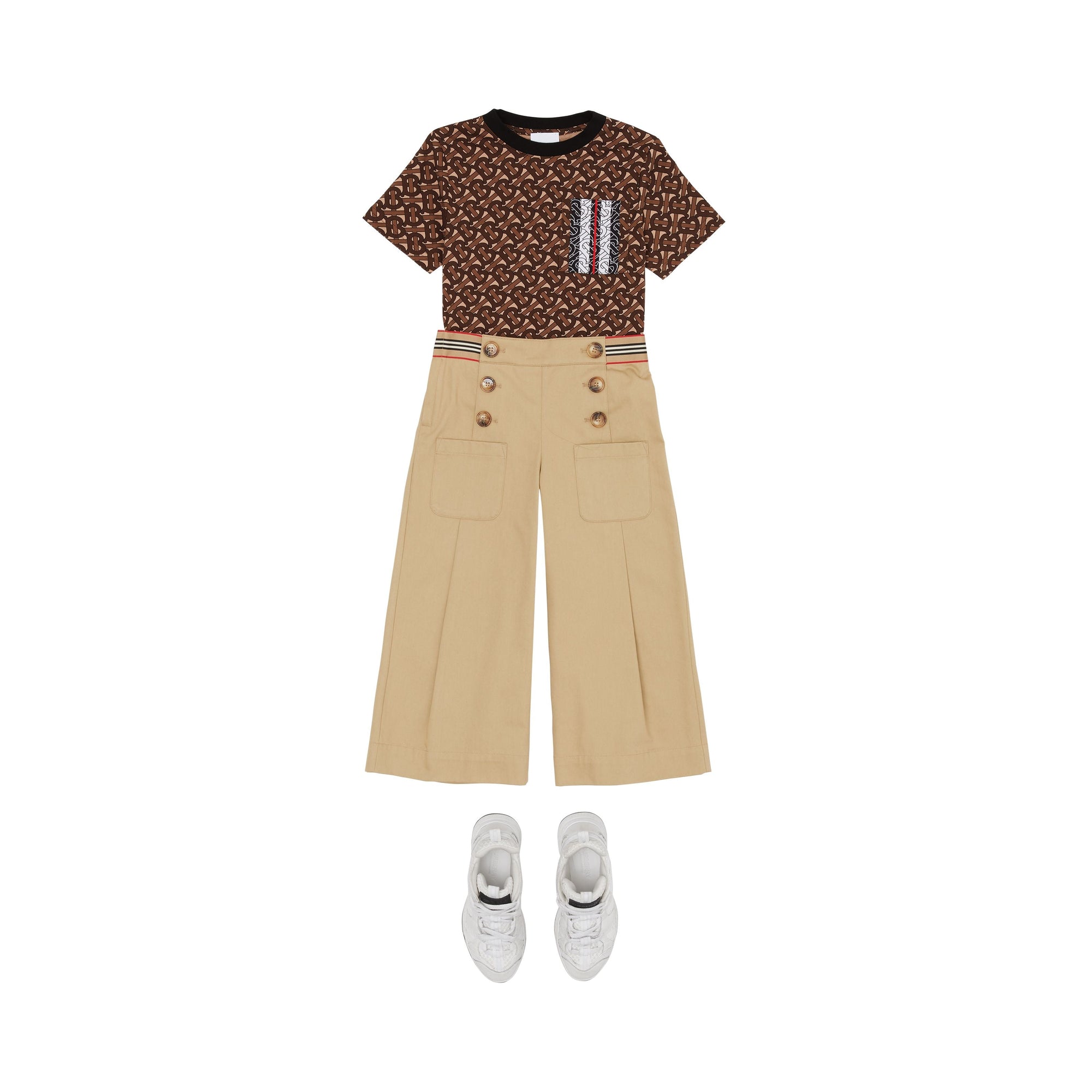 T-shirt en coton rayé Monogram - Bridle Brown