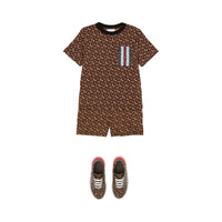 T-shirt en coton rayé Monogram - Bridle Brown