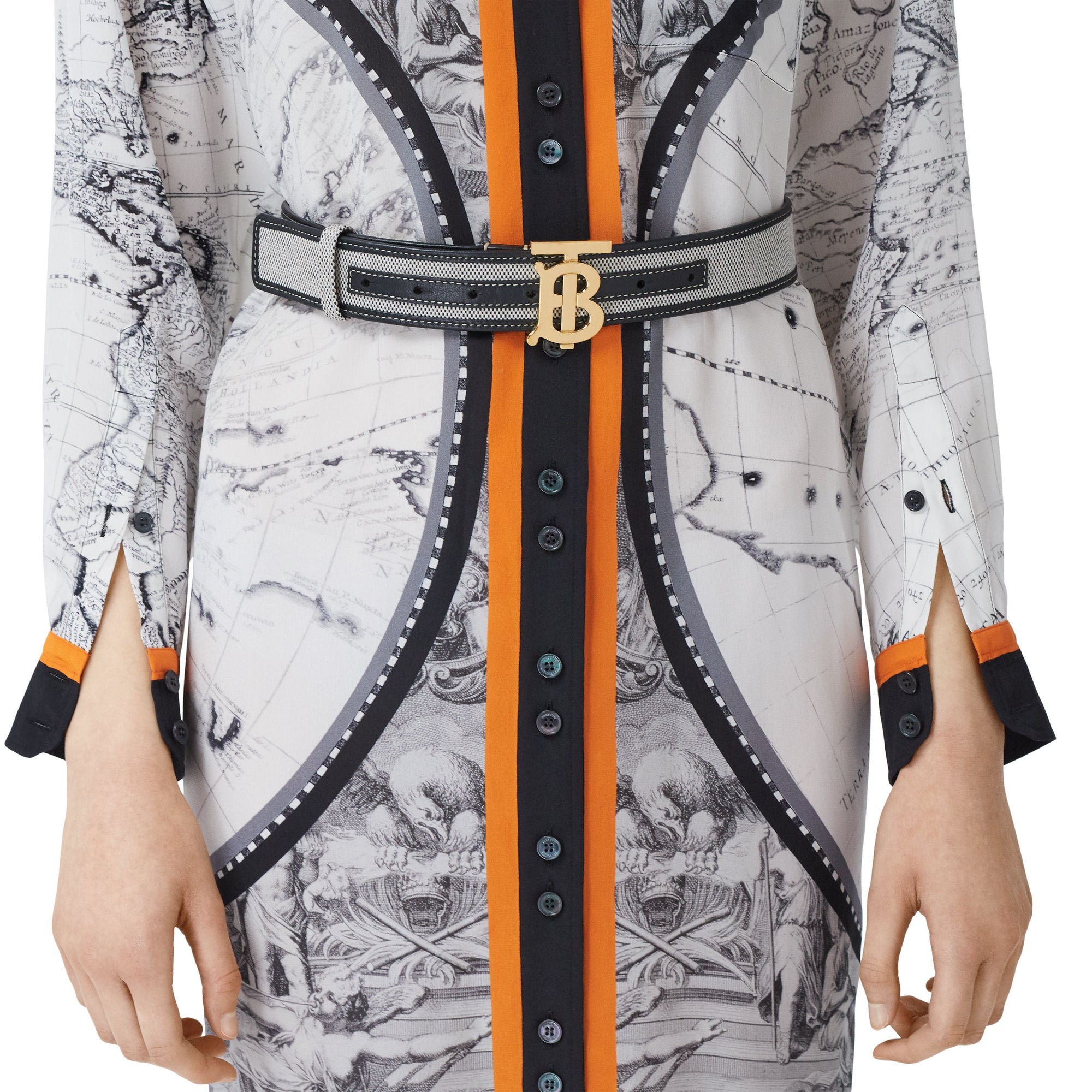 Ceinture en toile et cuir Monogram - Black