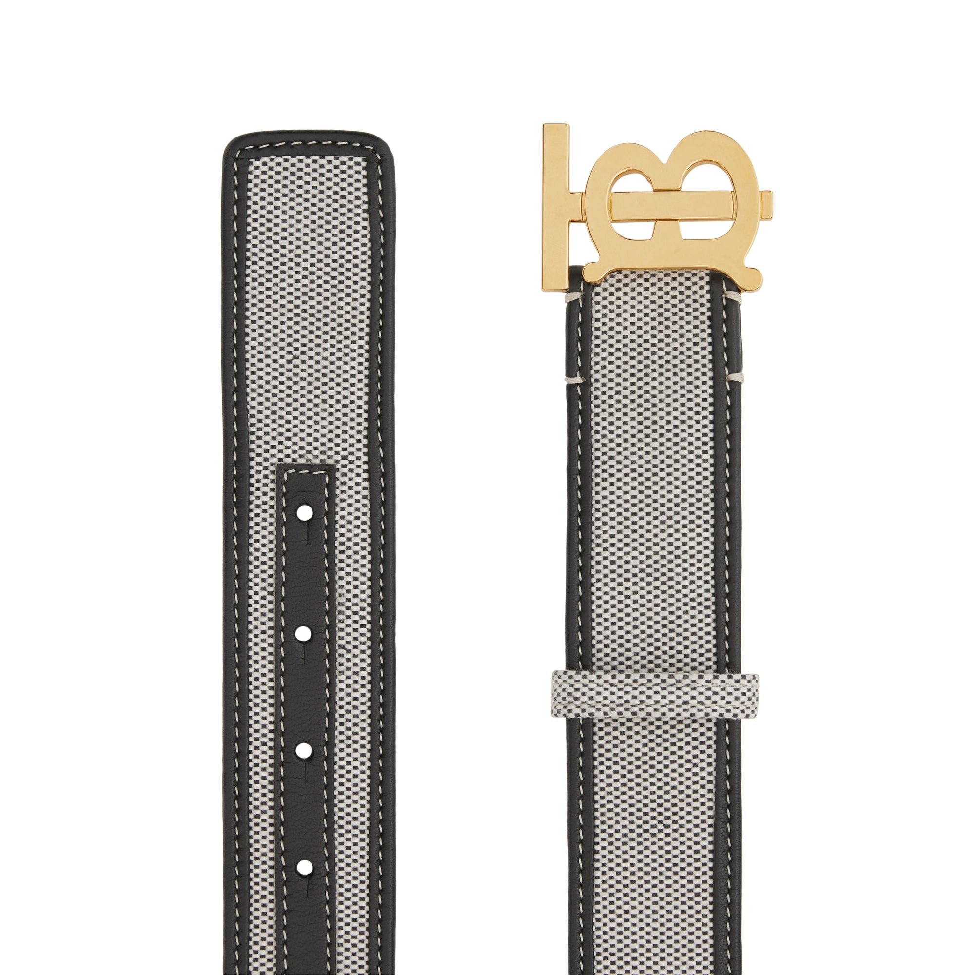 Ceinture en toile et cuir Monogram - Black