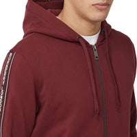 Veste à capuche en coton avec bandes à logo - Deep Merlot