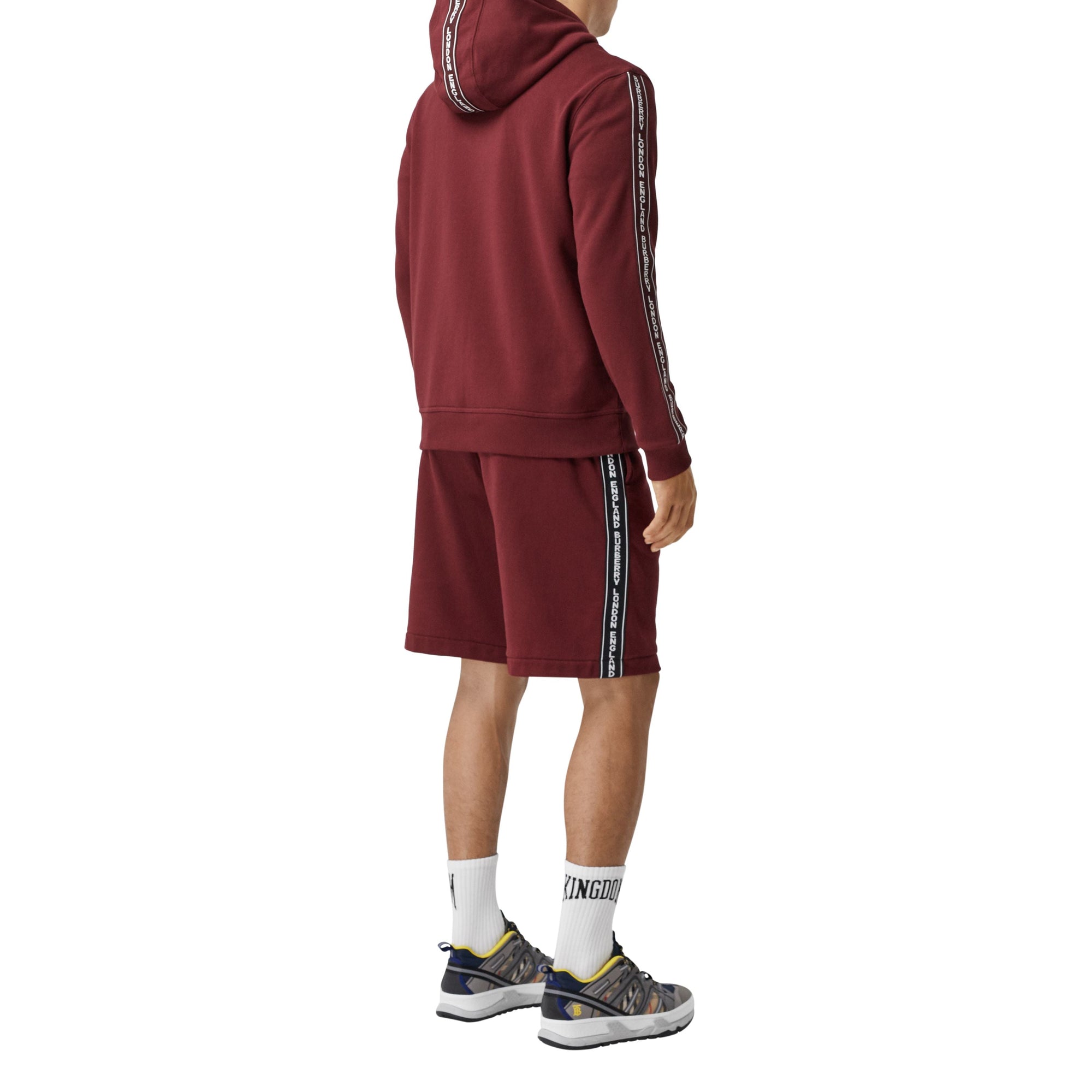 Veste à capuche en coton avec bandes à logo - Deep Merlot