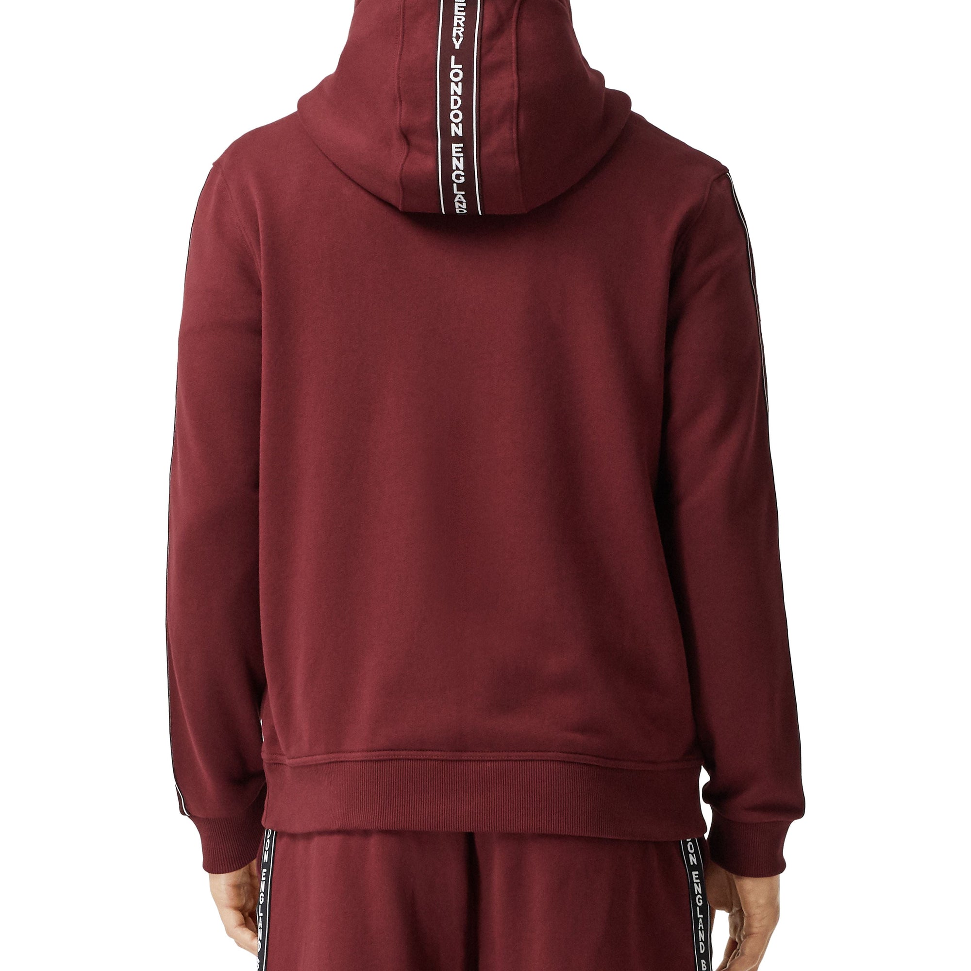 Veste à capuche en coton avec bandes à logo - Deep Merlot