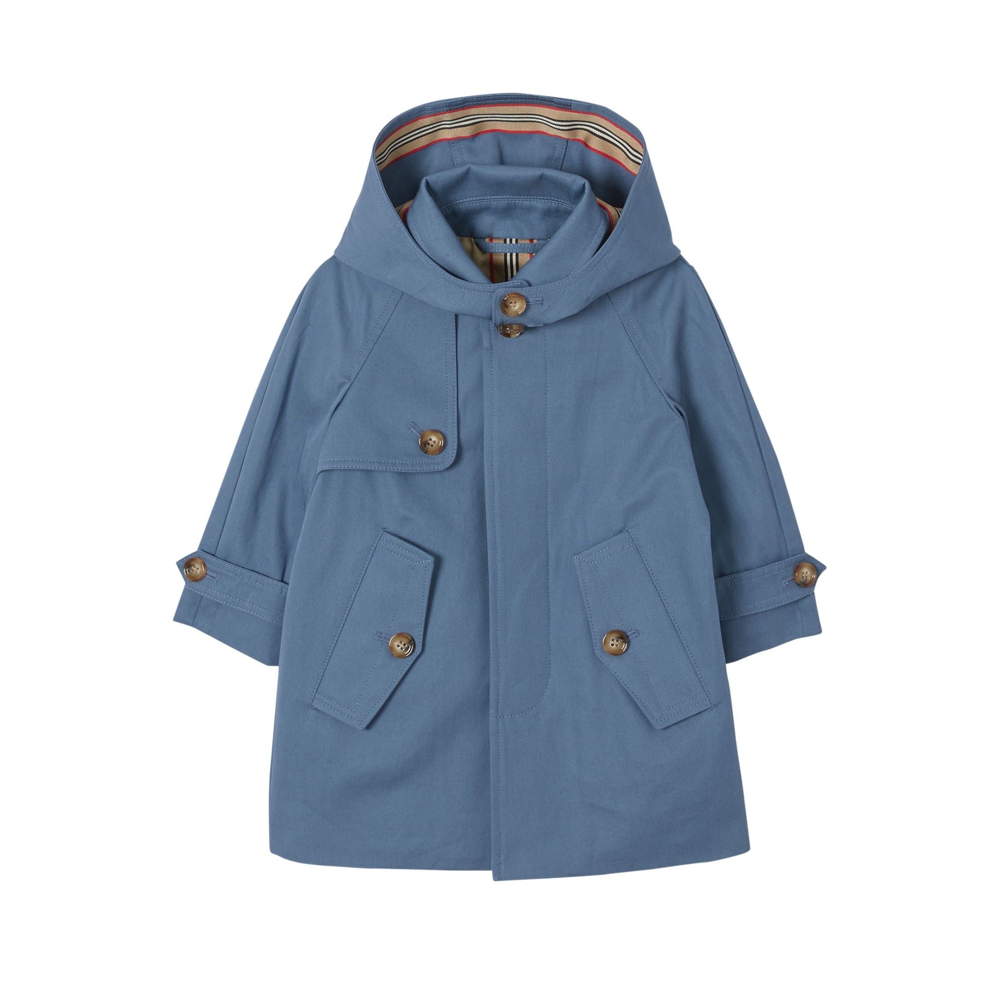 Paletot en sergé de coton avec capuche amovible - Steel Blue
