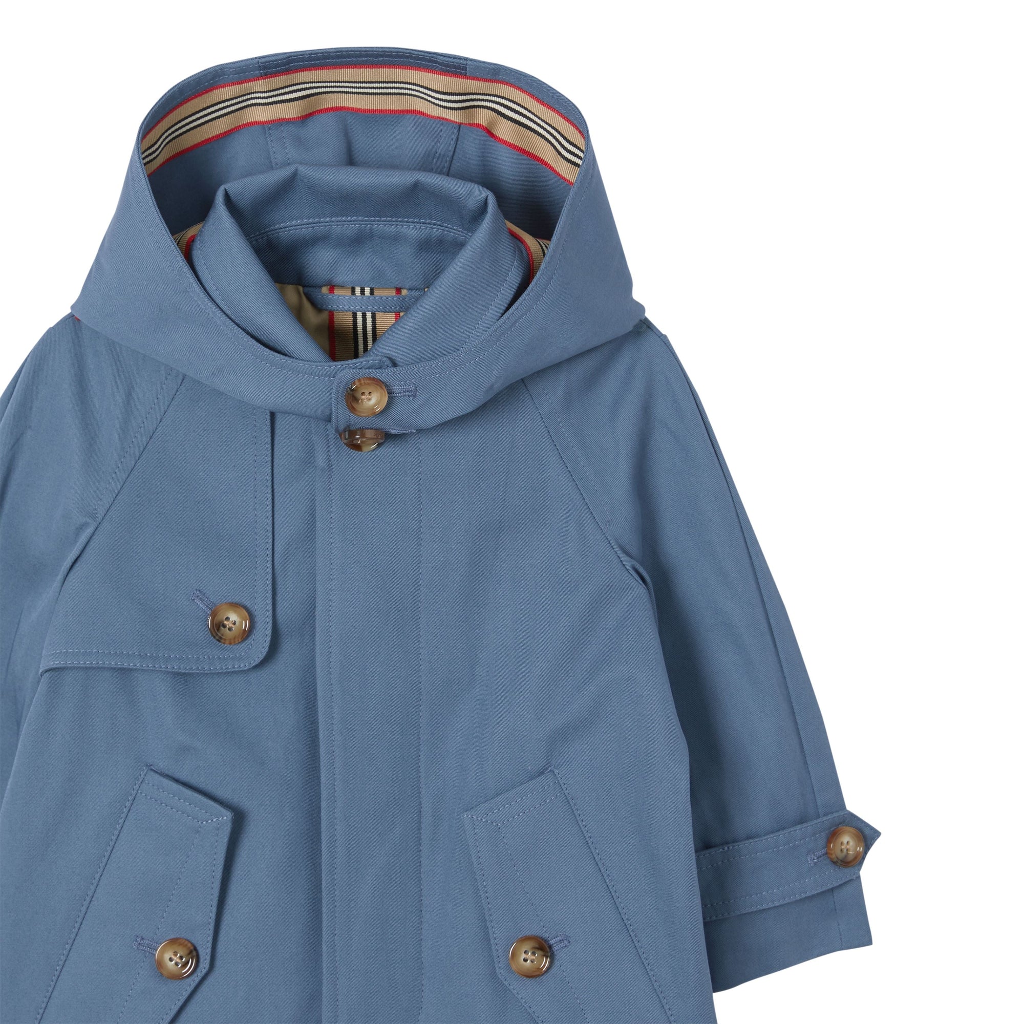 Paletot en sergé de coton avec capuche amovible - Steel Blue