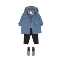 Paletot en sergé de coton avec capuche amovible - Steel Blue