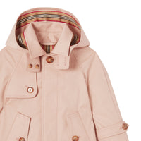 Paletot en sergé de coton avec capuche amovible - Ice Pink