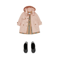 Paletot en sergé de coton avec capuche amovible - Ice Pink