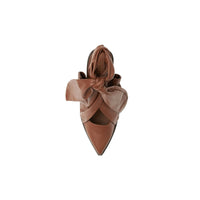 Mules à bout pointu en cuir d'agneau avec nœud - Tan