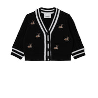 Cardigan en laine mélangée à motif daim - Black